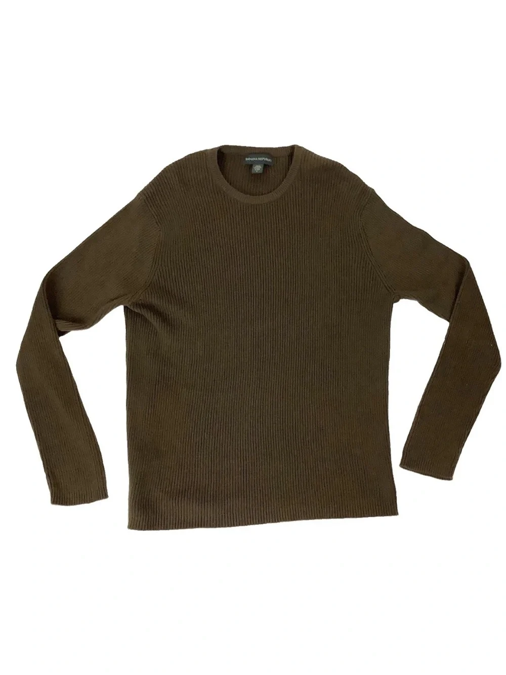 Banana Republic Mens Sz L 100% Cotton Rib Knit Casual Pull On Sweater Brown